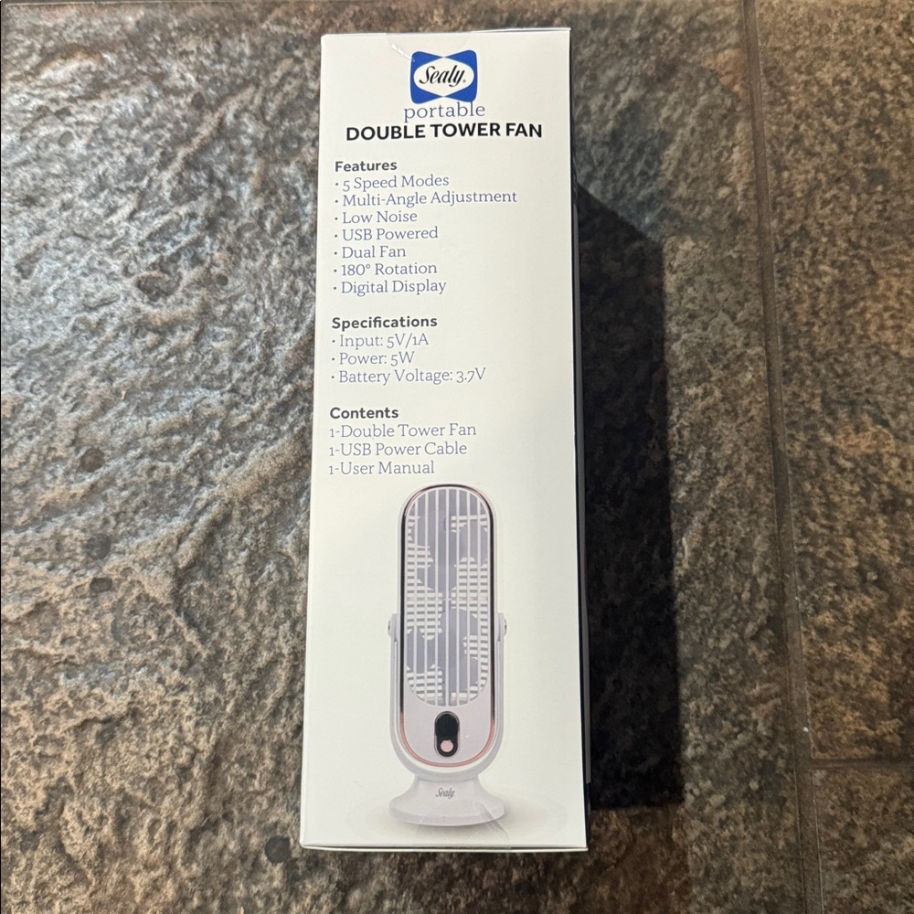 Sealy Portable Double Tower Fan 5 Speed Modes - Picture 2 of 2